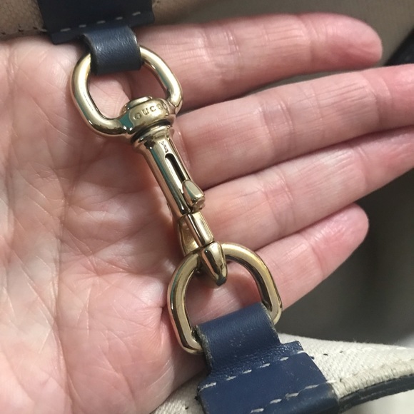 Gucci canvas craft tote blue leather trim - Picture 6 of 16